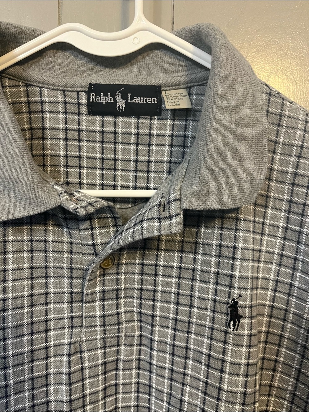 Vintage Polo Ralph Lauren Shirt Mens Large Grid Check Polo 90s Preppy Golf - Picture 2 of 8